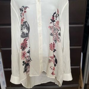 Desigual XL button up woman’s top white chest 40’ length 26’
